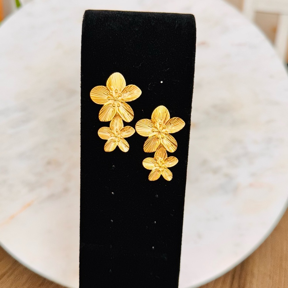 Radiant Gold Floral Drop Earrings